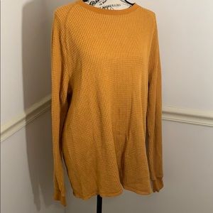 Long sleeve tunic length waffle knit shirt